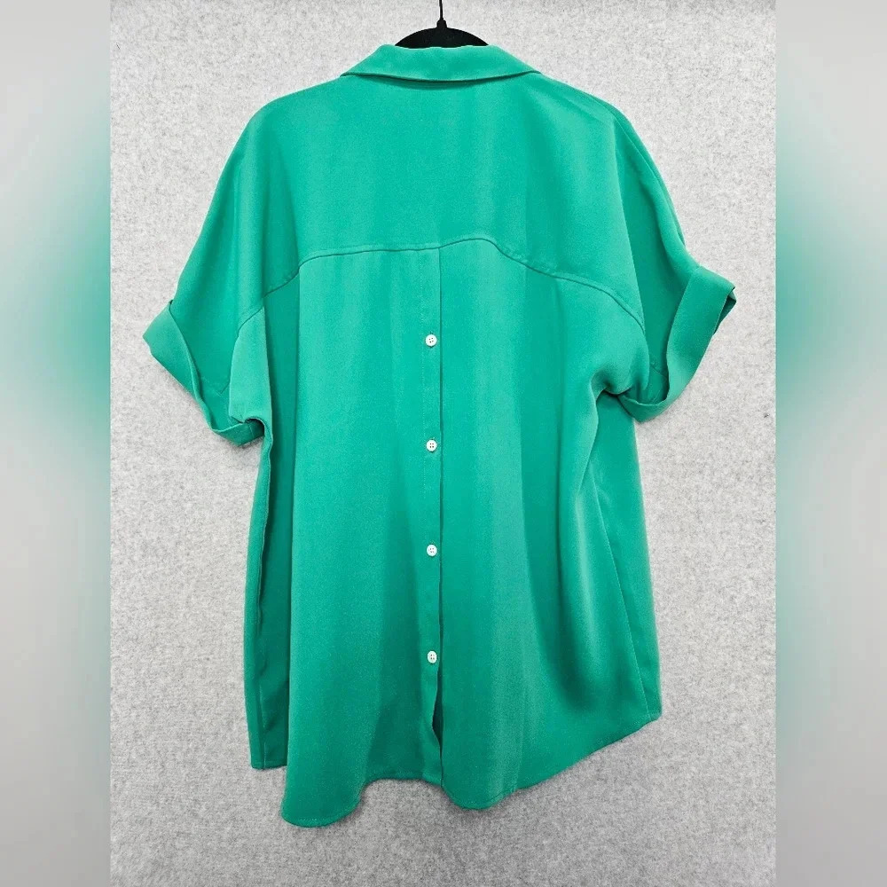 J. Jill Teal Green Short Sleeve Blouse - Picture 5 of 6